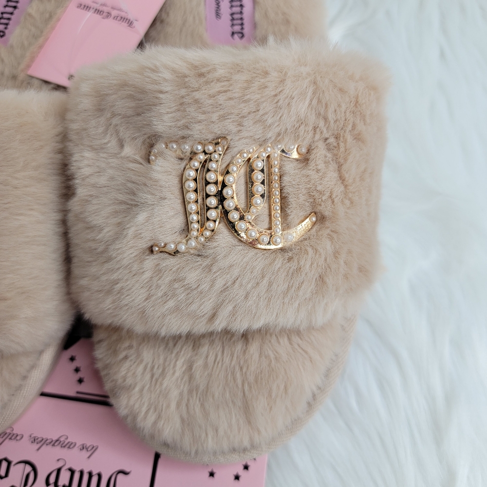Juicy Couture Faux Fur Slides Slippers. - Picture 4 of 5
